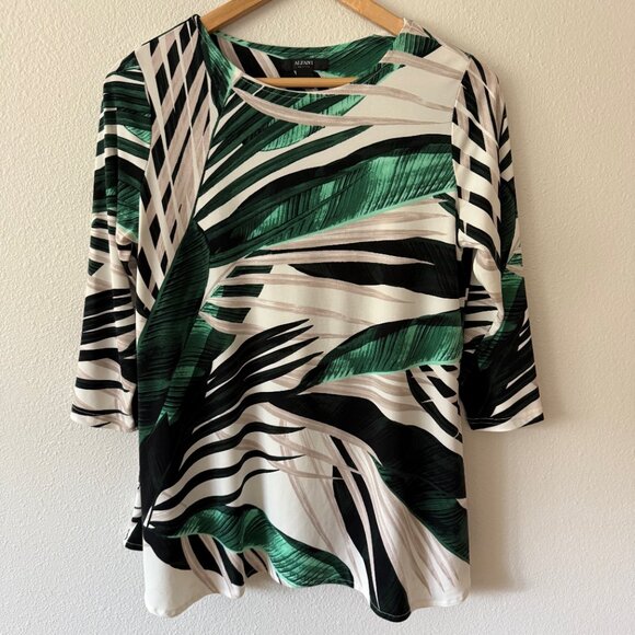 Alfani Petite Palm‎ Print 3/4 Sleeves Size PL - Picture 2 of 6